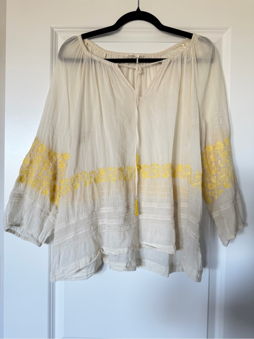 Anthropologie Floreat Noonglow Embroidered Peasant Blouse - Medium